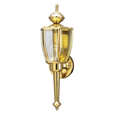 Westinghouse One-Light Outdoor Wall Lantern Polished Brs Steel Clr Beveled Gls 6692400